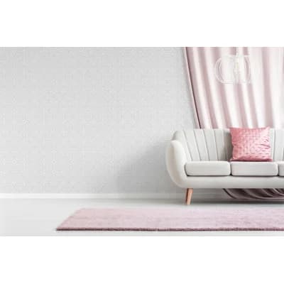 Paintable Floral Vinyl Non-Pasted Matte Wallpaper Roll — White