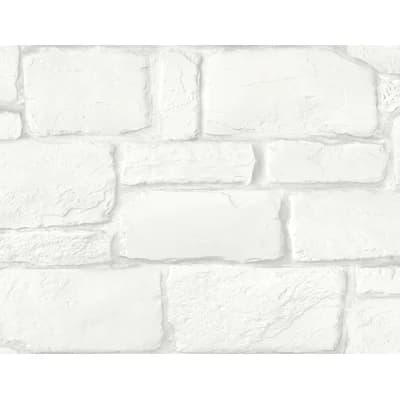 Brick Vinyl Non-Pasted Wallpaper Roll — White