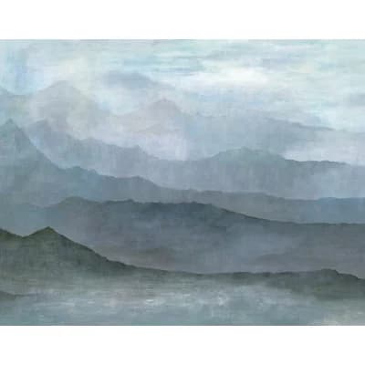 Atmosphere Misty Mountains 6-Panel Wall Mural 8.2' High x 10.4' Wide — Blue