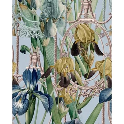 The Royal Garden Floral Non-Pasted Matte Wallpaper Roll — Blue,Green,Yellow