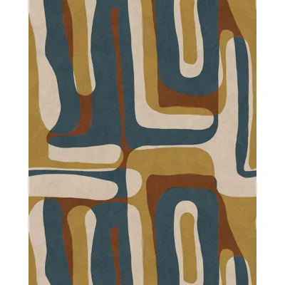 LA DOLCE VITA Satin and Matte Wallpaper Roll — Blue,Brown,Taupe