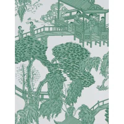 Lorenzo Castillo Hispania Zhou Jun Toile Wallpaper Roll — Verde