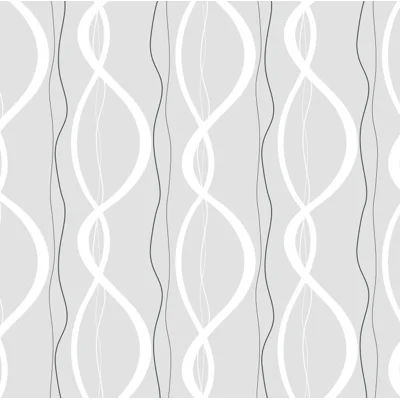 Ribbons and Chains Abstract Fabric Peel & Stick Matte Wallpaper Roll by Jamie Graney — Gray,White,Black