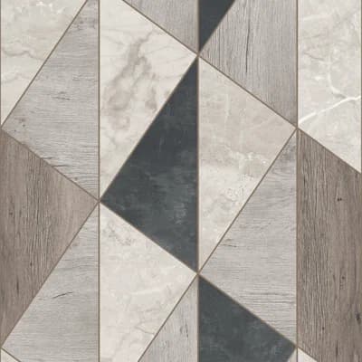 Arcadia Collection Geometric Triangles Wallpaper Roll — Grey