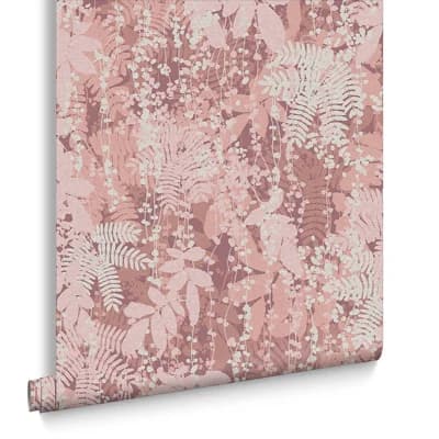 Floral Non-Pasted Metallic Wallpaper Roll — Antique Rose
