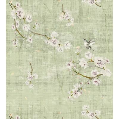 Chinoiserie Animal Print Non-Pasted Metallic Wallpaper Roll — Celadon