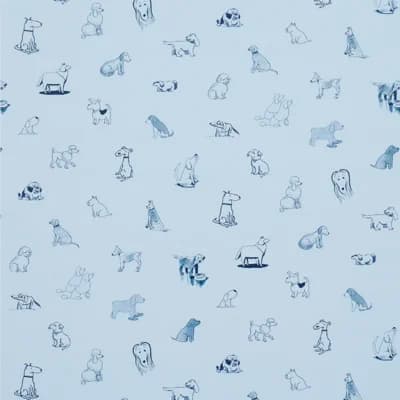 Schumacher X The New Yorker Good Dogs Everywhere Wallpaper — Sky,Navy Blue