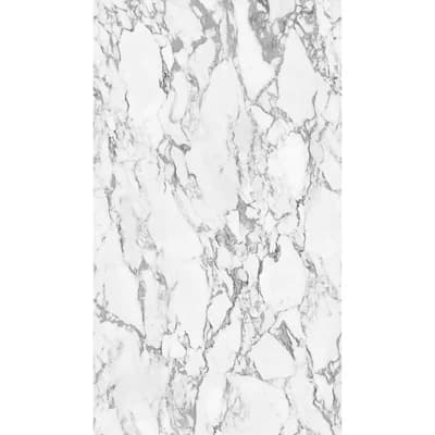 Orom II Collection White Marble 62.5-inches wide x 9.18-feet high 3-panel Wall Mural — White