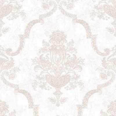 Azulejo Large Baroque Damask 33' L x 21" W Wallpaper Roll — Rose