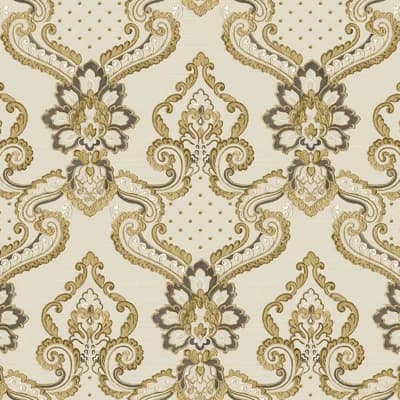 Opulence Luxury Italian Damask Glitter/Shimmer Double Width 33' L x 42" W Wallpaper Roll — Beige,Gold,Brown