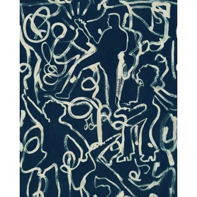 Woodstock Lifestyle Non-Pasted Satin and Matte Wallpaper Roll — Indigo,Taupe