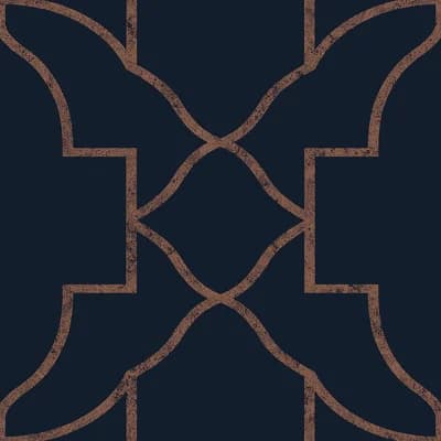 Geometric Non-Pasted Metallic Wallpaper Double Roll — Navy