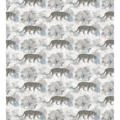 Leopard Walk Toile Metallic Wallpaper Roll — Powder