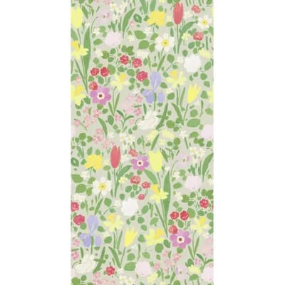 Paule Marrot Floral Non-Pasted Satin Wallpaper Double Roll — Light Sage