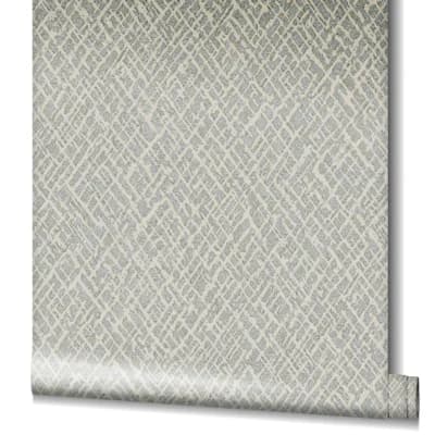 Earth Collection Textured Crosshatch Effect Sheen Wallpaper Roll — Silver