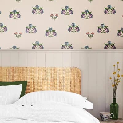 Floral Non-Pasted Matte Wallpaper Double Roll — Ivory,Pink,Green