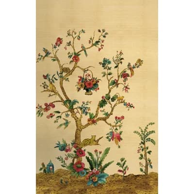 Archbold Floral Grass Cloth Non-Pasted Matte Wall Mural — Tuscan Gold