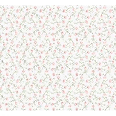 Spring Blossom Petite Floral Vine 33' L x 21" W Wallpaper Roll — Pink