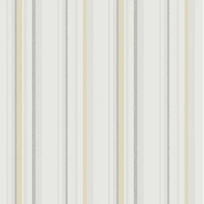 Country Cottage Multi Stripe Design 33' L x 21" W Wallpaper Roll — Yellow,Cream