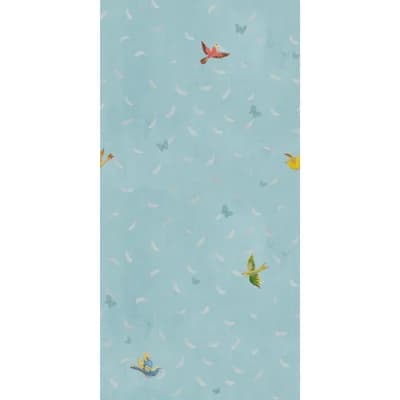 Paule Marrot Non-Pasted Satin Wallpaper Double Roll — Blue