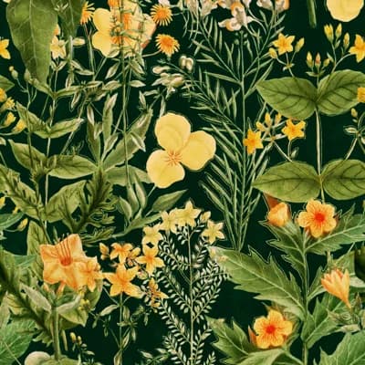 Florilegium Floral Non-Pasted Matte Wallpaper Roll — Green,Yellow