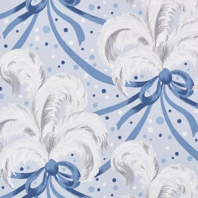 Plumes Et Rubans Wallpaper — Blue