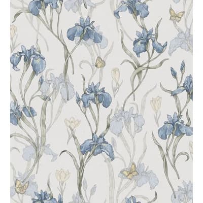 Huset I Solen Floral Matte Wallpaper Roll — Sky Blue