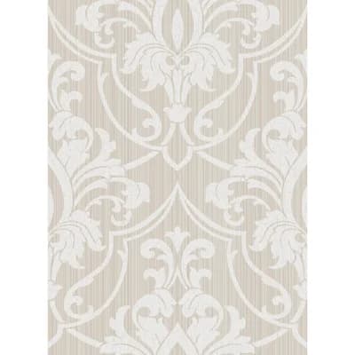 St Petersburg Damask Non-Pasted Wallpaper Roll — Tan