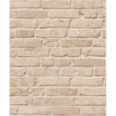 Bricks and More Colelction Weathered Brick Walls Wallpaper Roll — Cream