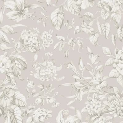 Laura Ashley Heledd Blooms Dove Grey Wallpaper — Grey