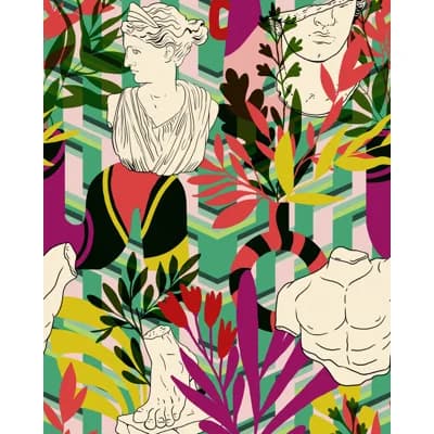 LA DOLCE VITA Matte Wallpaper Roll — Green,Taupe