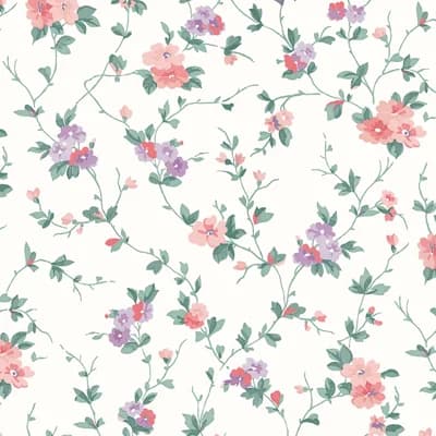Secret Garden Floral Matte Wallpaper Double Roll — Pink