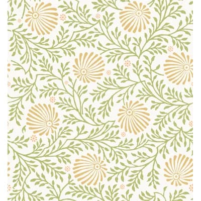 Yuki Osada Floral Non-Pasted Satin Wallpaper Double Roll by Soicher Marin Studio — Off White,Yellow
