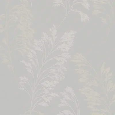 Olio Shrub Leaf on Plain Linen 33' L x 21" W Metallic Wallpaper Roll — Gray,Gold,Silver