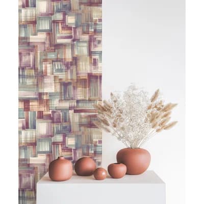 Crafted Glimmery Brush Design 27.9' L x 27.5" W Wallpaper Roll — Mauve