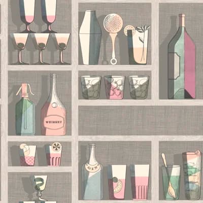 Cocktails Non-Pasted Matte Wallpaper Roll — Pastel