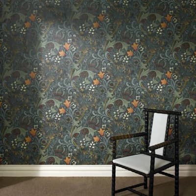 GOLDEN LILY Wallpaper - Midnight 9'10" - full height wallpaper — Midnight