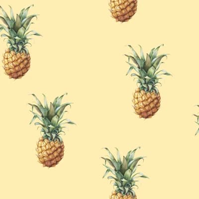 Just Kitchens Pineapple Motif 33'L x 21" W Wallpaper Roll — Pale Yellow,Green,Brown