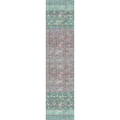 Ottoman Fantasy Metallic Wallpaper — Green Pink