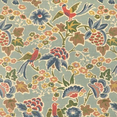 Garden Walk Posy Floral Sisal Untrimmed Roll — Aqua,Ivy