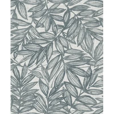 Rhythmic Taupe Leaf Wallpaper — Blue