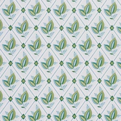 Basile Trellis Wallpaper — Leaf,Aqua