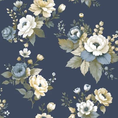 Blooming Garden Collection Vintage Garden Wallpaper Roll — Green