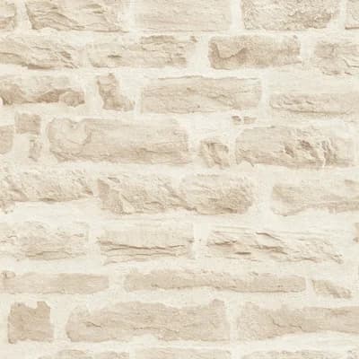 Bricks and More Collection Rocky Brick Motif Wallpaper Roll — Beige