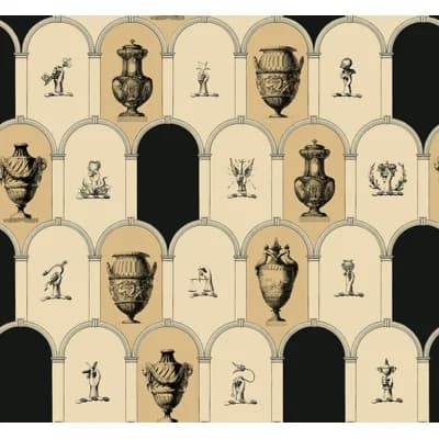 The Room of Occupations 33' L x 20.5" W  Wallpaper Roll — Black;Beige