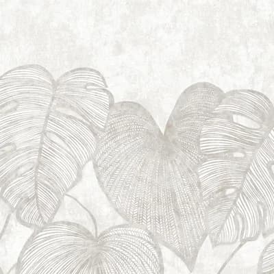 Julie Feels Home Glitter/Shimmer Monstera Leaf and Plain Twinwall Design 4-panel Wall Mural — Mirror White
