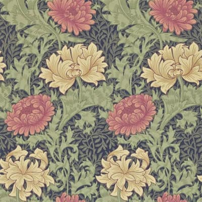 Chrysanthemum Wallpaper — Indigo