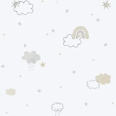 Bambino Collection Rainbows and Clouds Wallpaper Roll — Beige