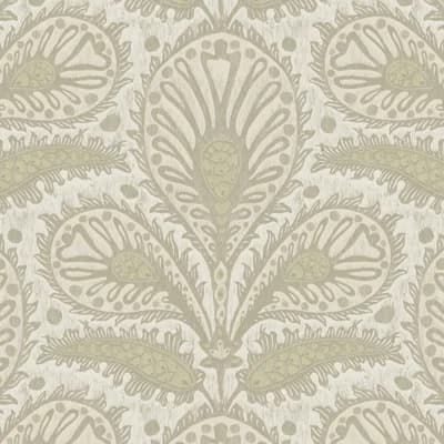 Josephine Munsey Juniper Ikat Matte Wallpaper Roll by Josephine Munsey — Beige,Sage,Celery