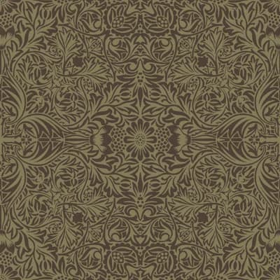Ceiling Brown Intricate Floral Wallpaper — Green